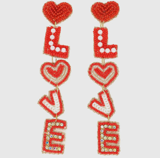 LOVE beaded earrings