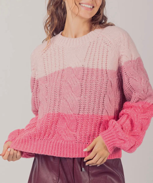 Pink cable knit sweater