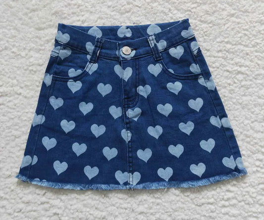 Hearts denim skirt
