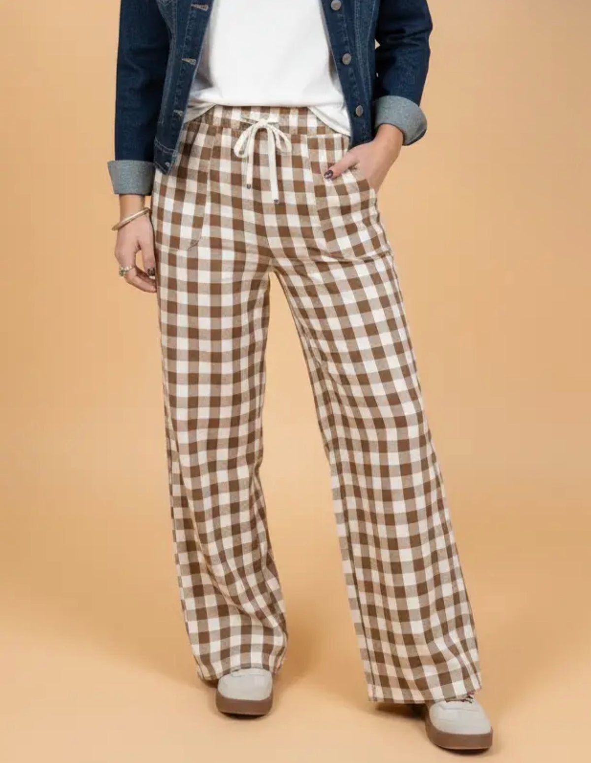 Gingham pocket pants